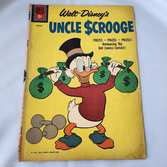 Disney's Uncle Scrooge #28 1961 Dell Comics Carl Barks OG Money Bags Prize Add